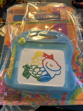 Magnetic Color Sketch Drawing Board - Blue Frame with Multicolor Art